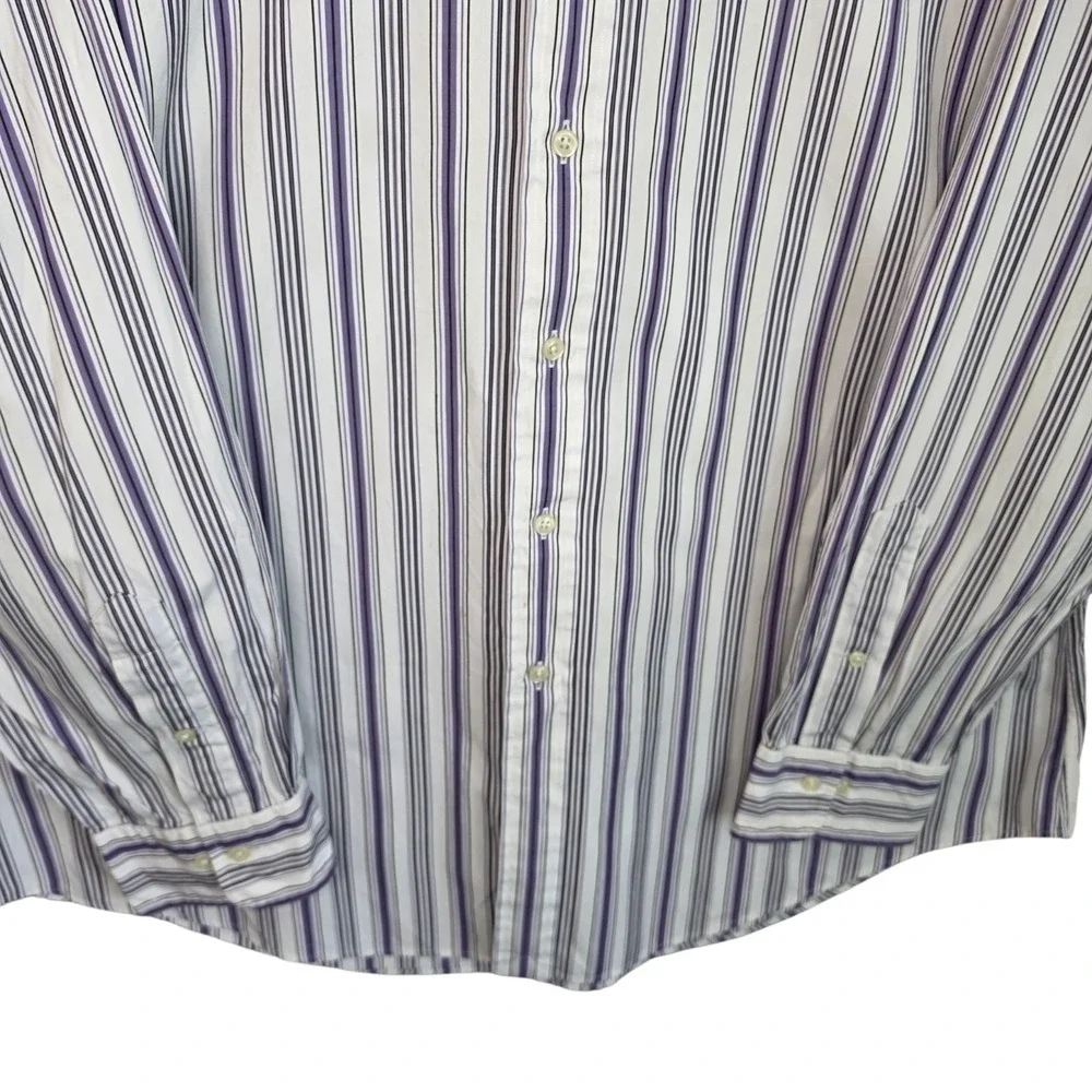Polo Ralph Lauren Shirt 18 34/35 XL Curham Custom Fit Purple Stripe Button Dress
